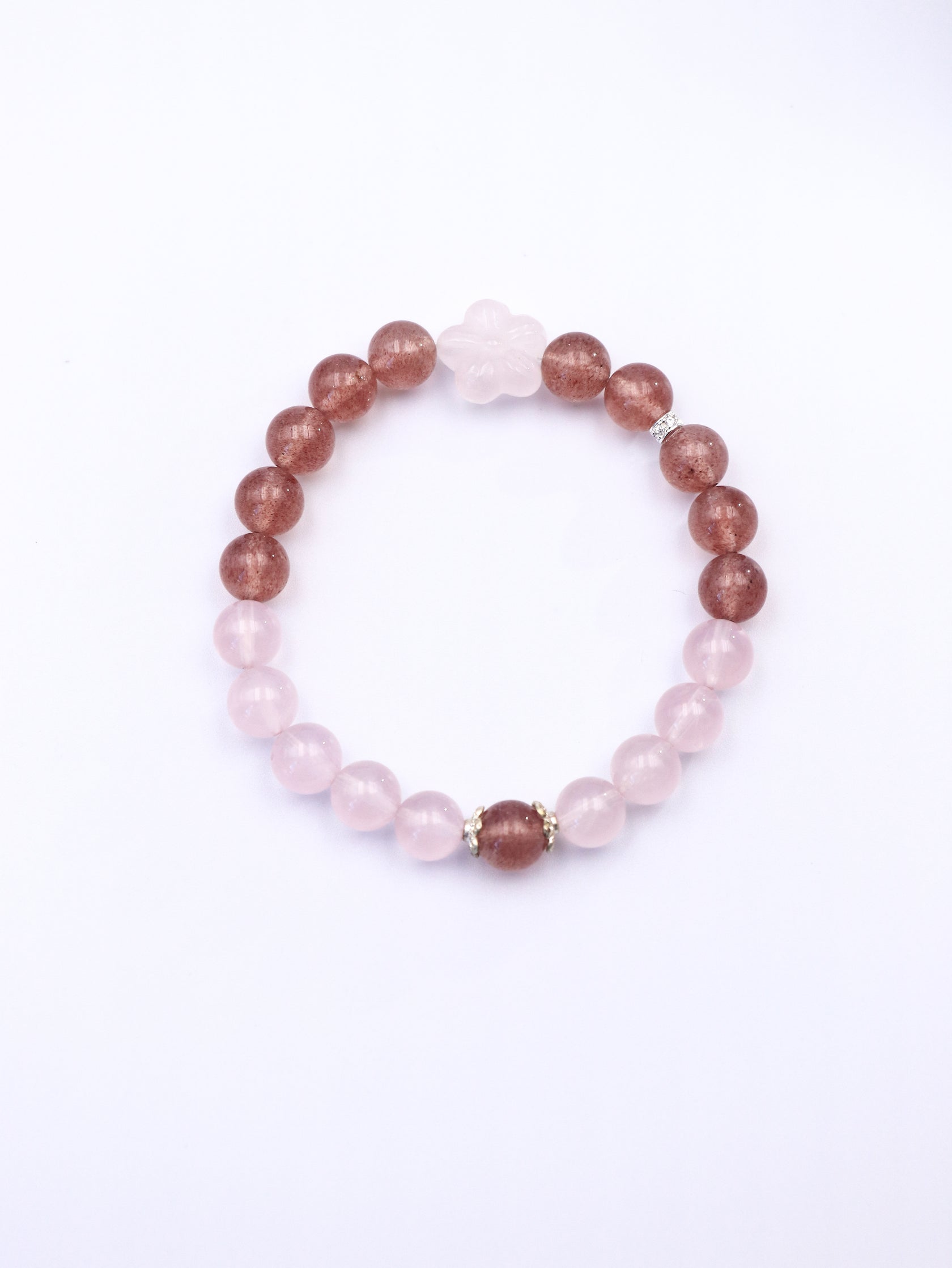 Strawberry Quartz & Rose Quartz Bracelet - Fire & Earth Harmony for Love Healing